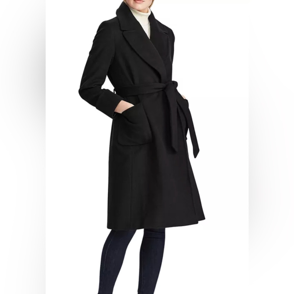 Ralph lauren wool blended belted wrap coat